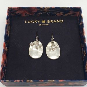 Lucky Brand Pearl/Silvertone Dangle Earrings